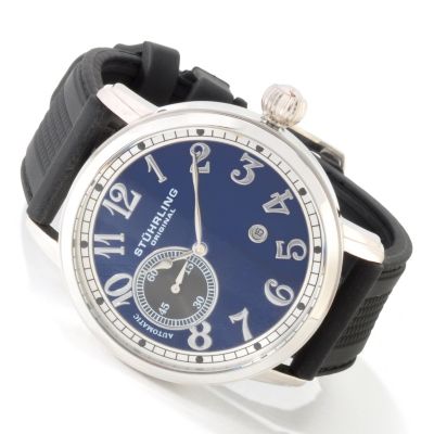 STUHRLING ORIGINAL MEN'S LEGACY DE NOVO AUTOMATIC RUBBER STRAP WATCH
