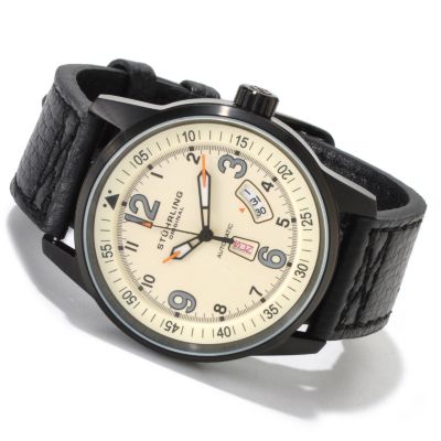 STUHRLING ORIGINAL MEN'S TUSKEGEE SKYMASTER AUTOMATIC LEATHER STRAP WATCH