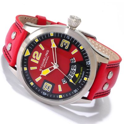 614-132 - Stuhrling Original Men's Eagle Brigade Quartz Leather Strap Watch