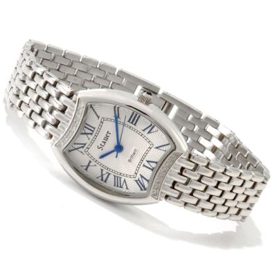 614-155 - Stauer Women's Diamond Brillant Swiss Quartz Stainless Steel Bracelet Watch
