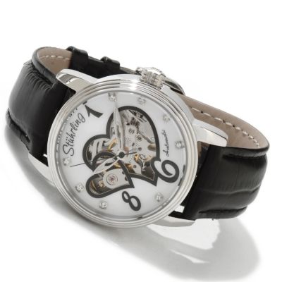 STUHRLING ORIGINAL WOMEN'S VENUS VICTRIX SKELETON AUTOMATIC LEATHER STRAP WATCH