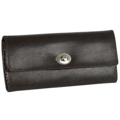614-347 - Wolf Designs London 8.75" Lizard Embossed Leather Jewelry Roll