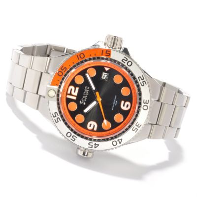 614-395 - Stauer Men's Trident 100 Dive Quartz Stainless Steel Bracelet Watch