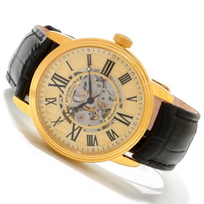 Stuhrling Original Men's Delphi Venezia Automatic Leather Strap Watch