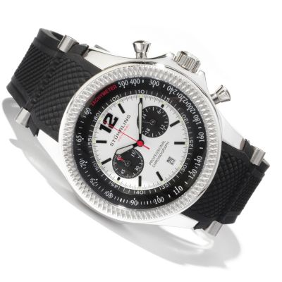 614-525 - St&uuml;hrling Original Men's Targa Sport Quartz Chronograph Stainless Steel Case Rubber Strap Watch