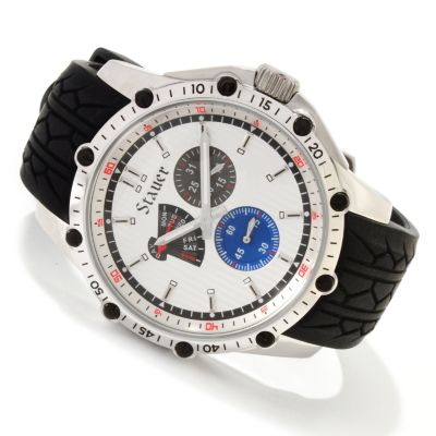 614-552 - Stauer Men's Vanguard Quartz Stainless Steel Silicone Strap Watch