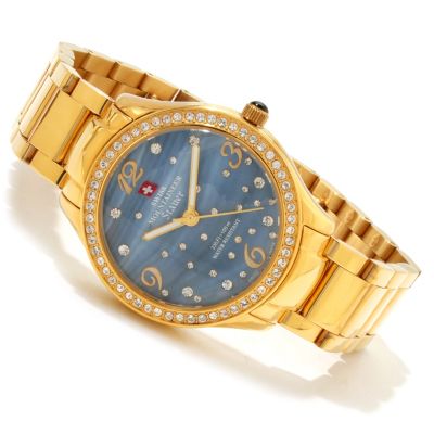 614-554 - Stauer Women's Atropos Swiss Quartz Stainless Steel Bracelet Watch Made w/ Swarovski&reg; Elements