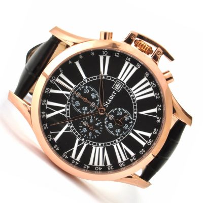 STAUER MEN'S NOCHE Quartz Chronograph LEATHER STRAP WATCH