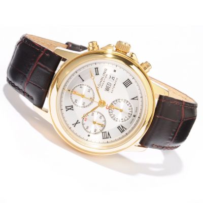 Stuhrling Prestige Men's Swiss Auto Valjoux 7750 Chrono Strap Watch