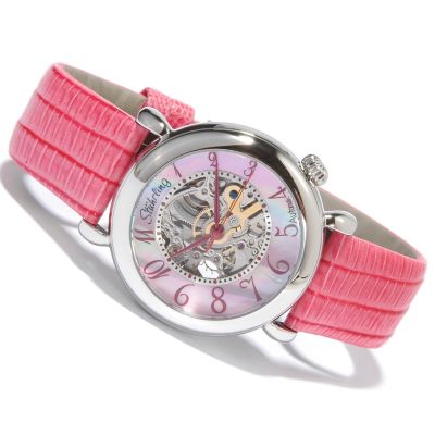 615-827 - St&uuml;hrling Original Women's Lady Wall Street Skeleton Automatic Leather Strap Watch