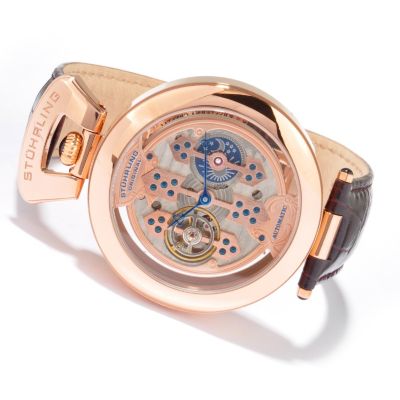 STUHRLING ORIGINAL MEN'S EMPEROR 1889 AUTOMATIC GENUINE LEATHER STRAP WATCH