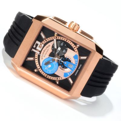 STUHRLING ORIGINAL MEN'S METROPOLIS CHRONOGRAPH RUBBER STRAP WATCH