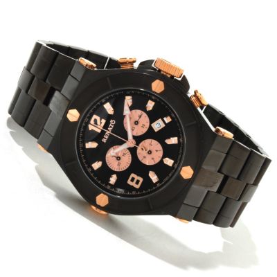 616-336 - Renato Men's Wilde-Beast Swiss Quartz Chronograph Black Stainless Steel Bracelet Watch