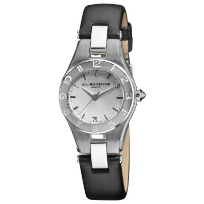 616-556 - Baume & Mercier Women’s Linea Swiss Made Quartz Black Leather Strap Watch