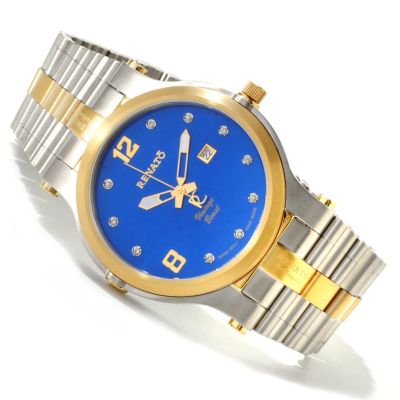 RENATO MENS VINTAGE BEAST TWO TONE STSTL DIAMOND ACCENTED DIAL BRACELET WATCH