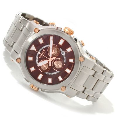 RENATO MENS CALIBRE ROBUSTA CHRONOGRAPH SILVERTONE/ROSETONE BRACELET WATCH
