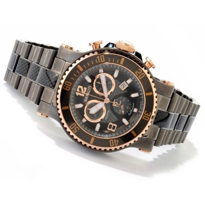 RENATO MEN'S TREX DIVER GUNMETAL/ROSETONE CHRONOGRAPH BRACELET WATCH