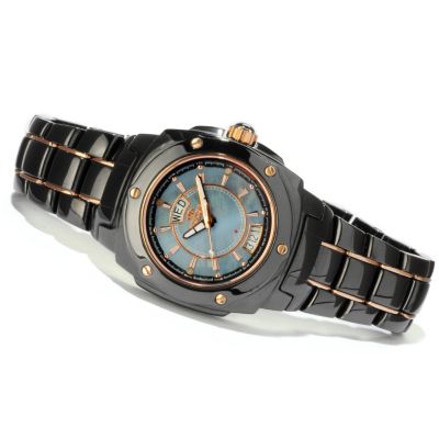 ONISS MEN'S GALAXY COLLECTION MOP DIAL CERAMIC/STAINLESS STEEL BRACELET WATCH