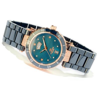 ONISS WOMEN'S RODEO CLASSIC QUARTZ DAY/DATE CERAMIC BRACELET WATCH