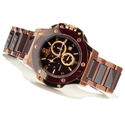 ONISS MEN'S BOLD COLLECTION QUARTZ CHRONO CERAMIC/STAINLESS BRACELET WATCH