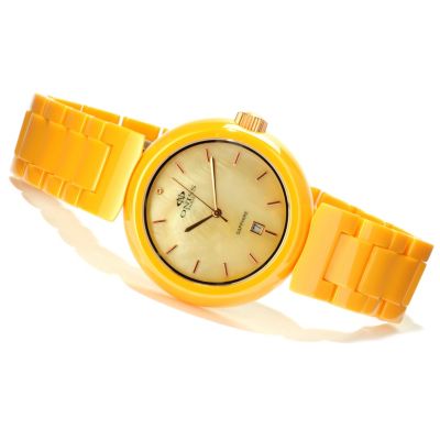 ONISS WOMEN'S GIRASOL COLLECTION QUARTZ MOP DIAL CERAMIC BRACELET WATCH