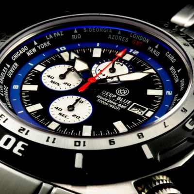 Deep Blue Men's World Timer