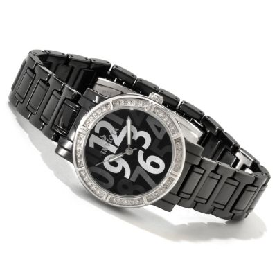 INVICTA WOMEN'S CLASSIQUE CERAMIC DIAMOND ROUND QUARTZ BRACELET WATCH