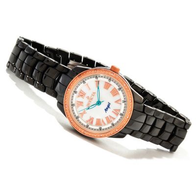 INVICTA WOMEN'S CLASSIQUE CERAMIC DIAMOND ROUND QUARTZ BRACELET WATCH