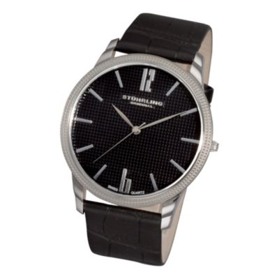 616-813 - St&uuml;hrling Original Men's Del Mar Quartz Leather Strap Watch