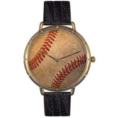 616-866 - Whimsical Watches Women's Japanese Quartz Baseball Lover Black Leather Strap Watch