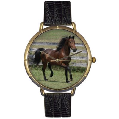 617-005 - Whimsical Watches Women’s Morgan Horse Quartz Black Leather Strap Watch