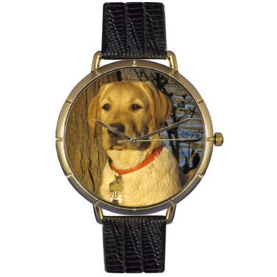 617-047 - Whimsical Watches Women’s Yellow Labrador Retriever Quartz Black Leather Strap Watch