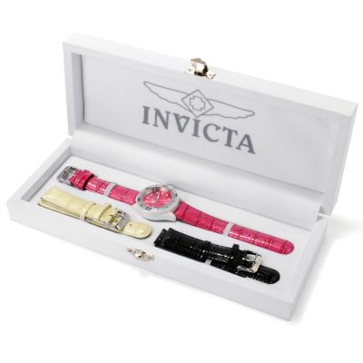 INVICTA WOMEN'S PRO DIVER CERAMIC CASE INTERCHANGEABLE 3PC LEATHER STRAP SET