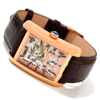 Stuhrling Original Men's Gatsby Plaza Mechanical Skeleton Strap Watch