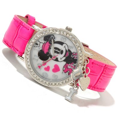 I Heart U Dangle Charm Leather Strap Watch