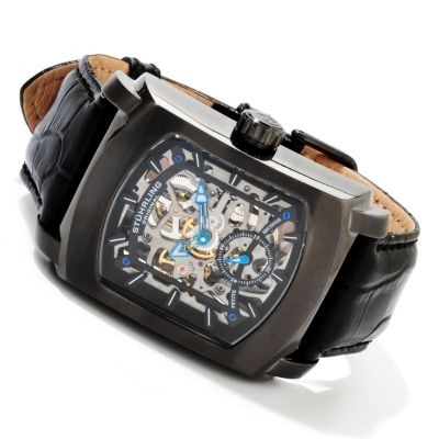 Stuhrling Original Men's Midtown Banker Mechanical Skeleton Strap Watch