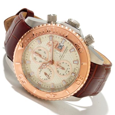 617-344 - Invicta Reserve Men's Pro Diver Swiss Valjoux 7750 Automatic Chronograph Leather Strap Watch