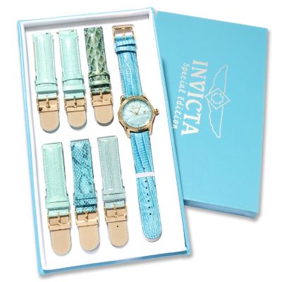 INVICTA WOMEN'S CLASSQUE CRYSTAL 7PC STRAP WATCH SET
