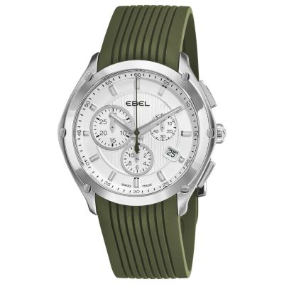 617-402 - Ebel Men’s Classic Sport Swiss Made Quartz Chronograph Green Rubber Strap Watch