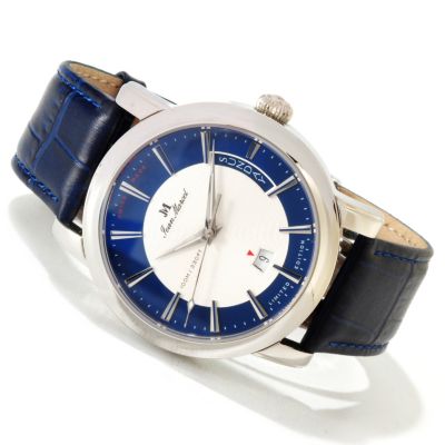 JEAN MARCEL MEN'S CLARUS SWISS AUTO LIMITED EDITION OCEAN BLUE CROCO STRAP WATCH