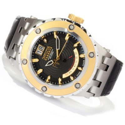 INVICTA RESERVE SPEAICALTY SUBAQUA SWISS QUARTZ RETROGRADE LEATHER STRAP WATCH