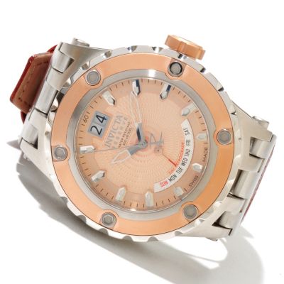 INVICTA RESERVE SPEAICALTY SUBAQUA SWISS QUARTZ RETROGRADE LEATHER STRAP WATCH
