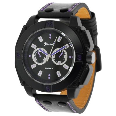 617-619 - Geneva Platinum Men's Quartz Faux Chronograph Strap Watch