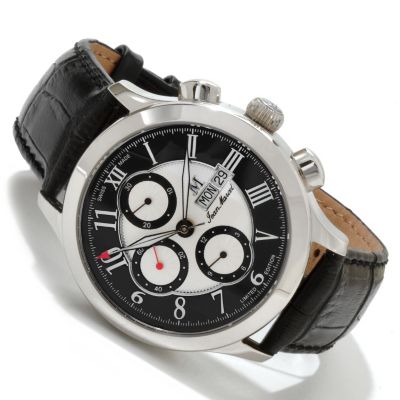 JEAN MARCEL MEN'S SEMPER SWISS MADE AUTOMATIC CHRONO LEATHER STRAP WATCH