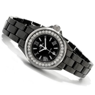 ONISS WOMEN'S SWISS CERAMIC CRYSTAL ACCENT MOP BRACELET WATCH