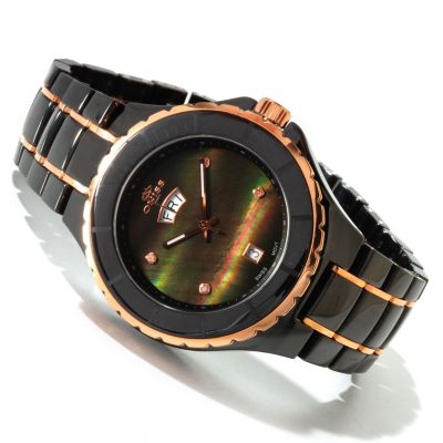 ONISS MEN'S OR WOMEN'S SWISS CERAMIC & STAINLESS STEEL BRACELET WATCH