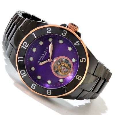 TTV ANDROID MEN'S HERCULES AUTO FLYING TOURBILLON CERAMIC BRACELET WATCH