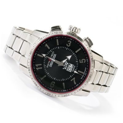 617-811 - Infrared&reg; Men's Red 1/100 Swiss Quartz Mechatronic Chronograph Bracelet Watch