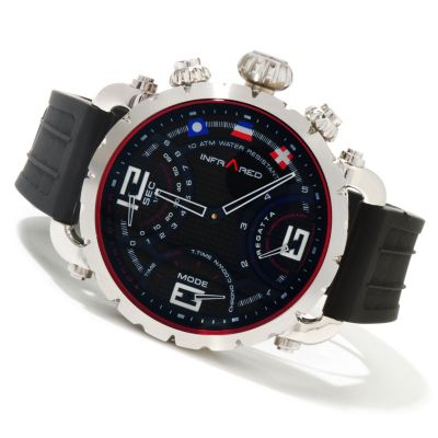 617-815 - Infrared&reg; Men's Red Regatta Swiss Mechatronic Quartz Chronograph Rubber Strap Watch
