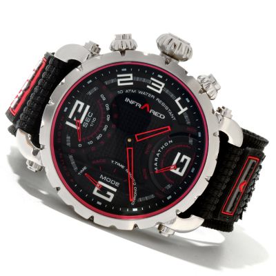 617-817 - Infrared&reg; Men's Red Marathon Swiss Mechatronic Quartz Chronograph Nylon Strap Watch